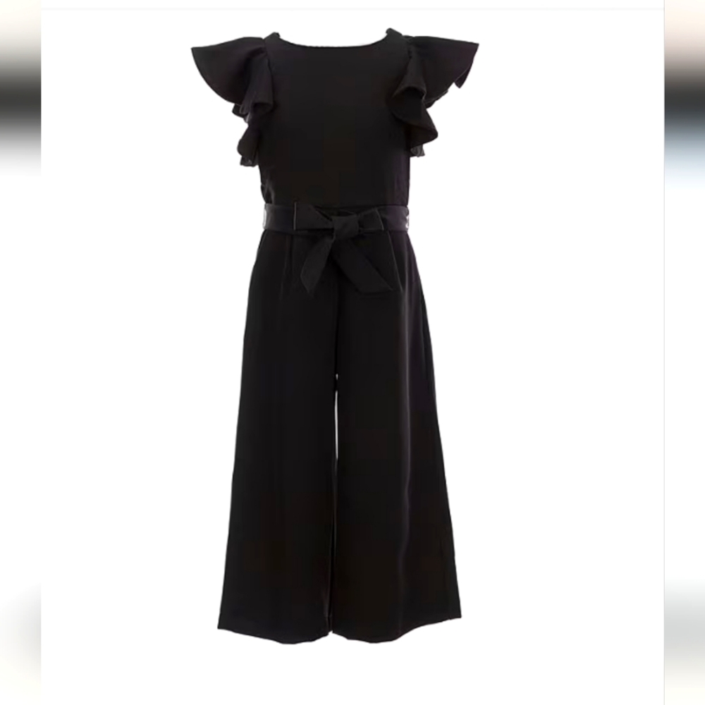 GB Girls Dressy Black Romper with Tie Waist | Size 12